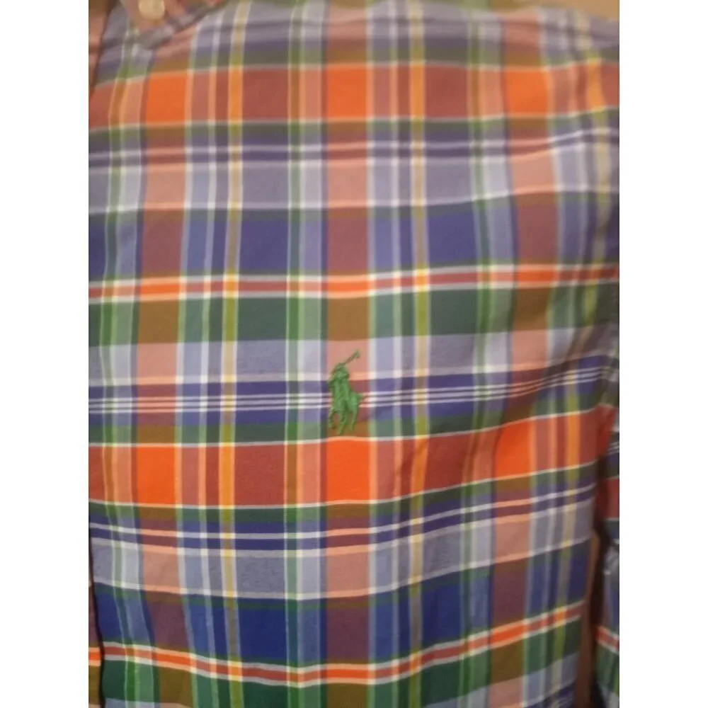 NWT Ralph Lauren Shirt Boys Youth XL 18-20 Orange Green Performance SS Pony